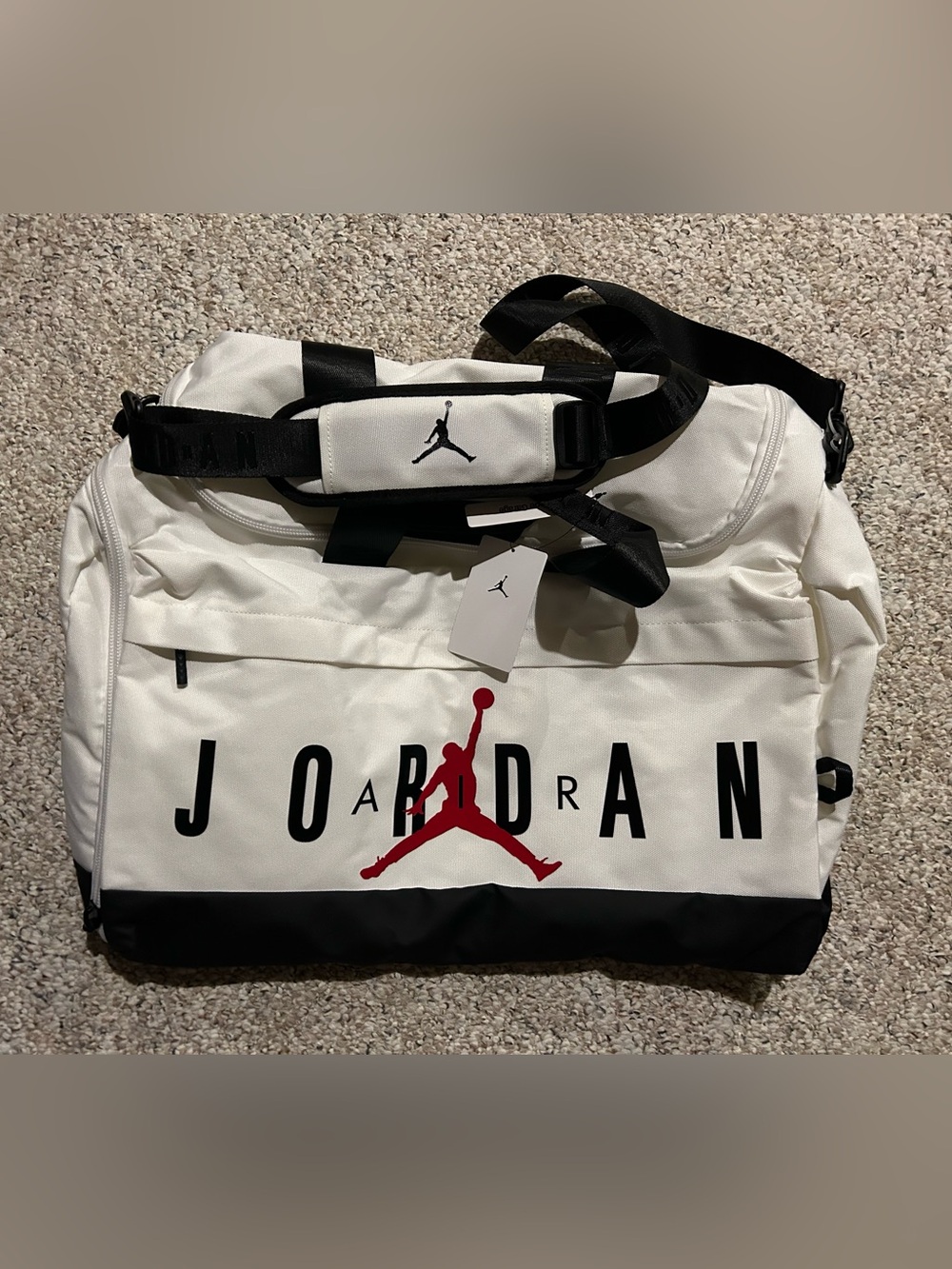 New Nike Air Jordan Velocity Medium Duffel Bag 60L White Black Red NWT